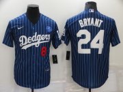 Wholesale Cheap Men's Los Angeles Dodgers #8 #24 Kobe Bryant Blue Pinstripe Stitched MLB Cool Base Nike Jersey