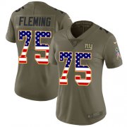 Wholesale Cheap Nike Giants #75 Cameron Fleming Olive/USA Flag Women's Stitched NFL Limited 2017 Salute To Service Jersey