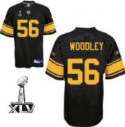 Wholesale Cheap Steelers #56 LaMarr Woodley Black With Yellow Number Super Bowl XLV Stitched NFL Jersey