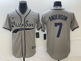 Wholesale Cheap Men\'s Chicago White Sox #7 Tim Anderson Grey Cool Base Stitched Baseball Jersey