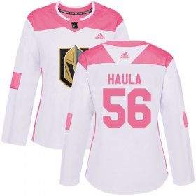 Wholesale Cheap Adidas Golden Knights #56 Erik Haula White/Pink Authentic Fashion Women\'s Stitched NHL Jersey
