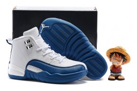Wholesale Cheap Kids\' Air Jordan 12 Shoes French Blue/white