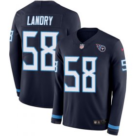 Wholesale Cheap Nike Titans #58 Harold Landry Navy Blue Team Color Men\'s Stitched NFL Limited Therma Long Sleeve Jersey