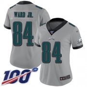 Wholesale Cheap Nike Eagles #84 Greg Ward Jr. Silver Women's Stitched NFL Limited Inverted Legend 100th Season Jersey