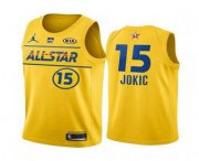 Wholesale Cheap Men's 2021 All-Star #15 ikola Jokic Yellow Western Conference Stitched NBA Jersey