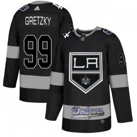 Wholesale Cheap Adidas Kings X Dodgers #99 Wayne Gretzky Black Authentic City Joint Name Stitched NHL Jersey