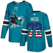Wholesale Cheap Adidas Sharks #72 Tim Heed Teal Home Authentic USA Flag Stitched NHL Jersey