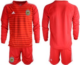 Wholesale Cheap Argentina Blank Red Long Sleeves Goalkeeper Soccer Country Jersey