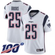 Wholesale Cheap Nike Patriots #25 Terrence Brooks White Men's Stitched NFL 100th Season Vapor Limited Jersey