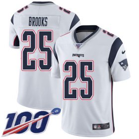 Wholesale Cheap Nike Patriots #25 Terrence Brooks White Men\'s Stitched NFL 100th Season Vapor Limited Jersey