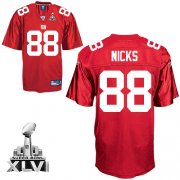 Wholesale Cheap Giants #88 Hakeem Nicks Red Super Bowl XLVI Embroidered NFL Jersey
