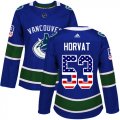 Wholesale Cheap Adidas Canucks #53 Bo Horvat Blue Home Authentic USA Flag Women's Stitched NHL Jersey