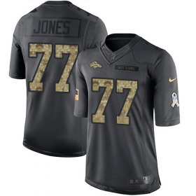 Wholesale Cheap Nike Broncos #77 Sam Jones Black Men\'s Stitched NFL Limited 2016 Salute to Service Jersey