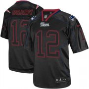 Wholesale Cheap Nike Patriots #12 Tom Brady Lights Out Black Men's Stitched NFL Elite Jersey