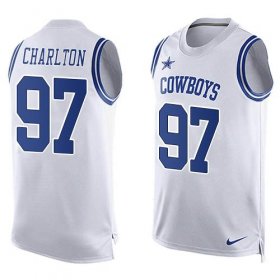 Wholesale Cheap Nike Cowboys #97 Taco Charlton White Men\'s Stitched NFL Limited Tank Top Jersey