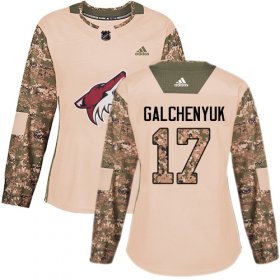 Wholesale Cheap Adidas Coyotes #17 Alex Galchenyuk Camo Authentic 2017 Veterans Day Women\'s Stitched NHL Jersey