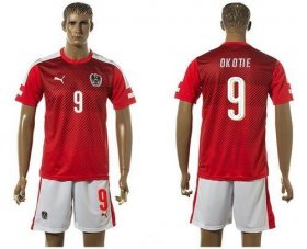 Wholesale Cheap Austria #9 Okotie Red Home Soccer Country Jersey