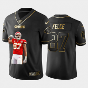Cheap Kansas City Chiefs #87 Travis Kelce Nike Team Hero 3 Vapor Limited NFL 100 Jersey Black Golden