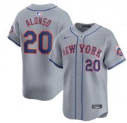 Cheap Men's New York Mets #20 Pete Alonso 2024 Gray Away Limited Stitched Baseball Jersey