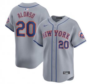 Cheap Men\'s New York Mets #20 Pete Alonso 2024 Gray Away Limited Stitched Baseball Jersey