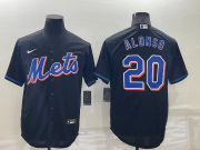 Wholesale Cheap Men's New York Mets #20 Pete Alonso Black Stitched MLB Cool Base Nike Jersey