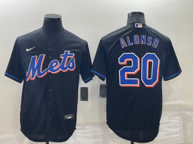 Wholesale Cheap Men\'s New York Mets #20 Pete Alonso Black Stitched MLB Cool Base Nike Jersey