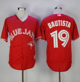 Wholesale Cheap Blue Jays #19 Jose Bautista Red New Cool Base Canada Day Stitched MLB Jersey