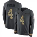 Wholesale Cheap Nike Texans #4 Deshaun Watson Anthracite Salute to Service Men's Stitched NFL Limited Therma Long Sleeve Jersey