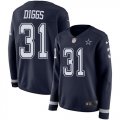 Wholesale Cheap Nike Cowboys #31 Trevon Diggs Navy Blue Team Color Women's Stitched NFL Limited Therma Long Sleeve Jersey