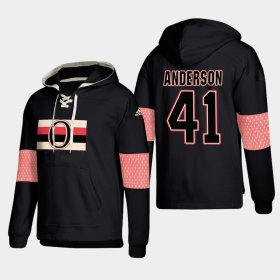 Wholesale Cheap Ottawa Senators #41 Craig Anderson Black adidas Lace-Up Pullover Hoodie