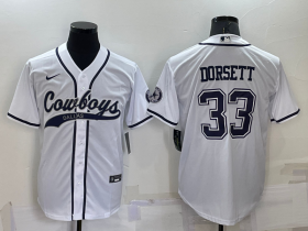 Wholesale Men\'s Dallas Cowboys #33 Tony Dorsett White Stitched Cool Base Nike Baseball Jersey