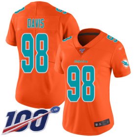 Wholesale Cheap Nike Dolphins #98 Raekwon Davis Orange Women\'s Stitched NFL Limited Inverted Legend 100th Season Jersey