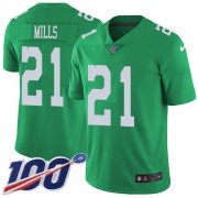 Wholesale Cheap Nike Eagles #21 Jalen Mills Green Men's Stitched NFL Limited Rush 100th Season Jersey