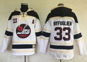 Wholesale Cheap Jets #33 Dustin Byfuglien White Sawyer Hooded Sweatshirt Stitched NHL Jersey