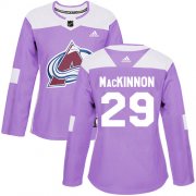 Wholesale Cheap Adidas Avalanche #29 Nathan MacKinnon Purple Authentic Fights Cancer Women's Stitched NHL Jersey