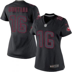 Wholesale Cheap Nike 49ers #16 Joe Montana Black Impact Women\'s Stitched NFL Limited Jersey