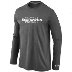 Wholesale Cheap Nike Seattle Seahawks Authentic Font Long Sleeve T-Shirt Dark Grey