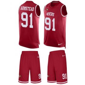 Wholesale Cheap Nike 49ers #91 Arik Armstead Red Team Color Men\'s Stitched NFL Limited Tank Top Suit Jersey