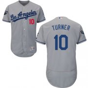 Wholesale Cheap Dodgers #10 Justin Turner Grey Flexbase Authentic Collection 2018 World Series Stitched MLB Jersey