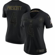 Cheap Dallas Cowboys #4 Dak Prescott Nike Women's 2020 Salute To Service Limited Jersey Black