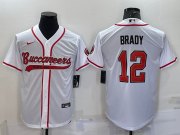 Wholesale Cheap Men's Tampa Bay Buccaneers #12 Tom Brady White Cool Base Stitched Baseball Jersey