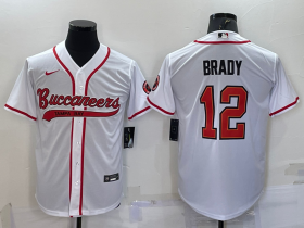 Wholesale Cheap Men\'s Tampa Bay Buccaneers #12 Tom Brady White Cool Base Stitched Baseball Jersey