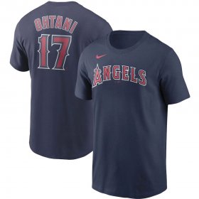 Wholesale Cheap Los Angeles Angels #17 Shohei Ohtani Nike Name & Number T-Shirt Navy