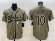 Wholesale Cheap Men's Los Angeles Rams #10 Cooper Kupp Olive 2022 Salute to Service Cool Base Stitched Baseball Jersey