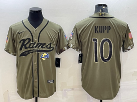 Wholesale Cheap Men\'s Los Angeles Rams #10 Cooper Kupp Olive 2022 Salute to Service Cool Base Stitched Baseball Jersey