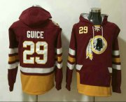 Wholesale Cheap Men's Washington Redskins #29 Derrius Guice Jersey NEW Burgundy Red Pocket Stitched NFL Pullover Hoodie