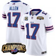 Cheap Men's Buffalo Bills #17 Josh Allen White 2023 F.U.S.E. AFC East Champions With 4-star C Ptach Football Stitched Jersey