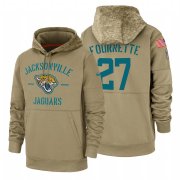 Wholesale Cheap Jacksonville Jaguars #27 Leonard Fournette Nike Tan 2019 Salute To Service Name & Number Sideline Therma Pullover Hoodie