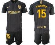 Wholesale Cheap Barcelona #15 Paulinho Black Soccer Club Jersey