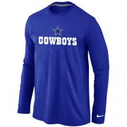 Wholesale Cheap Nike Dallas Cowboys Authentic Logo Long Sleeve NFL T-Shirt Blue